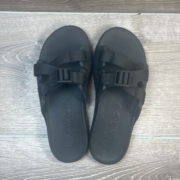 Chaco Chillos Big Boy Sz 4 Slip On Black Adjustable Strap Slides Sandals - Picture 5 of 11